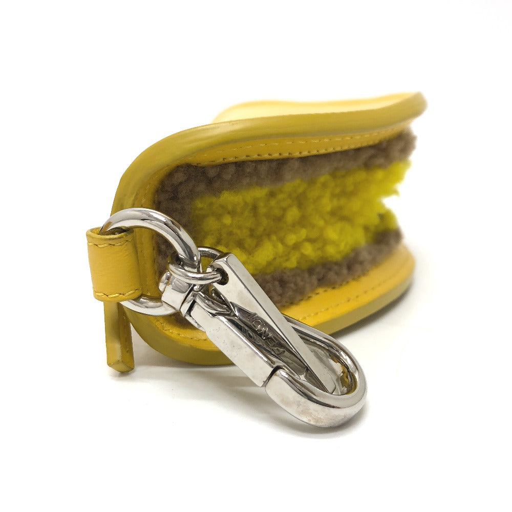 FENDI Bag charm 7AR706 leather yellow taco motif Coin case Women Used
