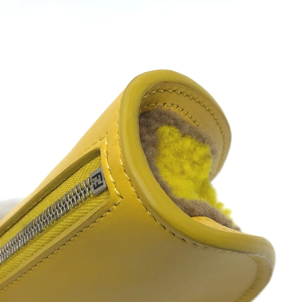 FENDI Bag charm 7AR706 leather yellow taco motif Coin case Women Used