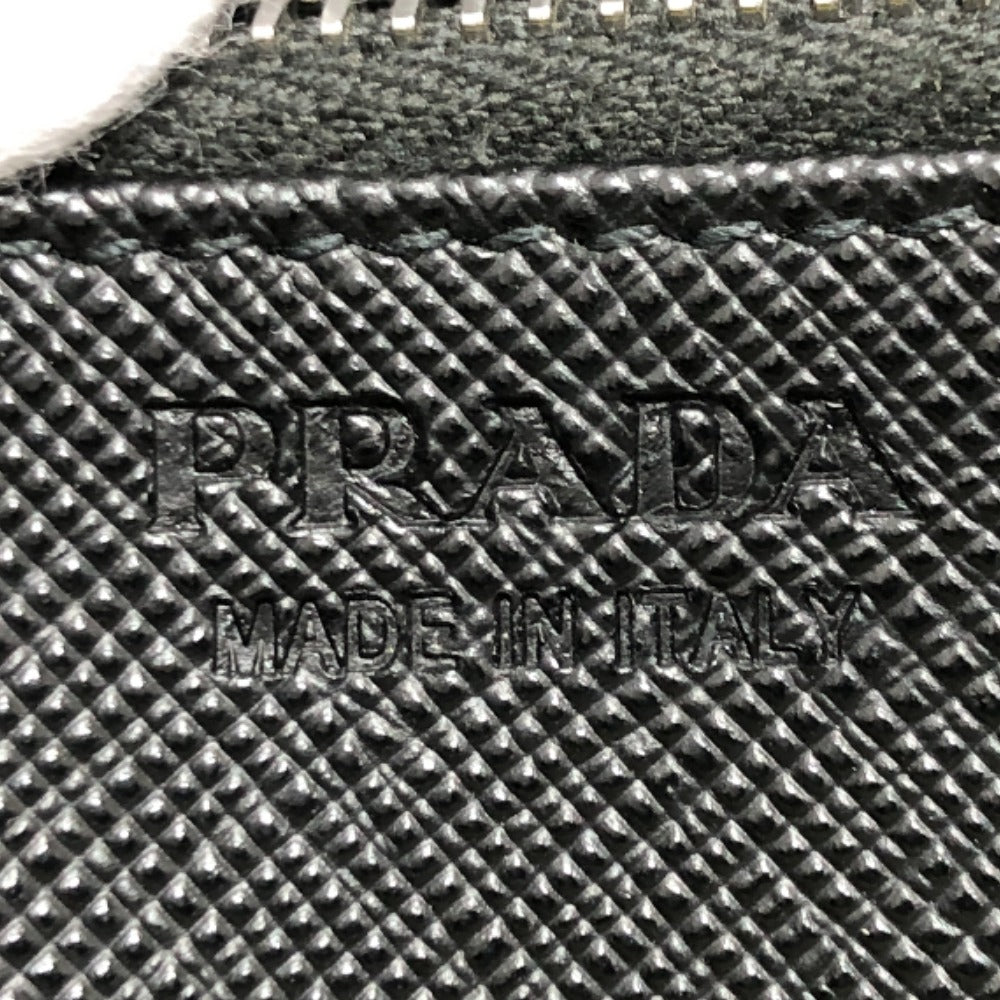 PRADA Long Wallet Purse 2ML506 saffiano leather black Triangle logo Zip Around Women Used