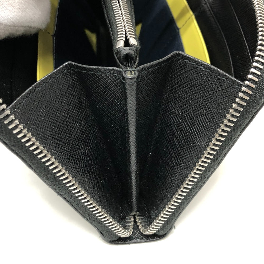 PRADA Long Wallet Purse 2ML506 saffiano leather black Triangle logo Zip Around Women Used