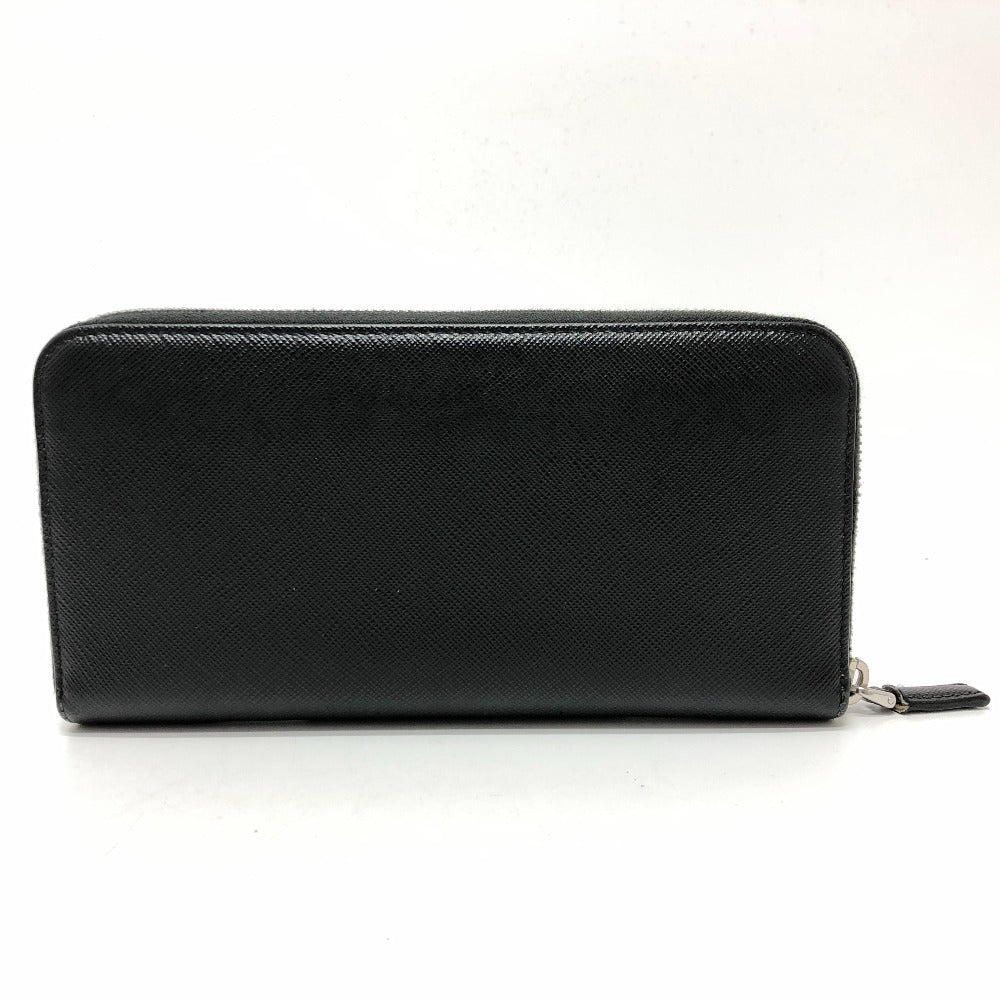 PRADA Long Wallet Purse 2ML506 saffiano leather black Triangle logo Zip Around Women Used