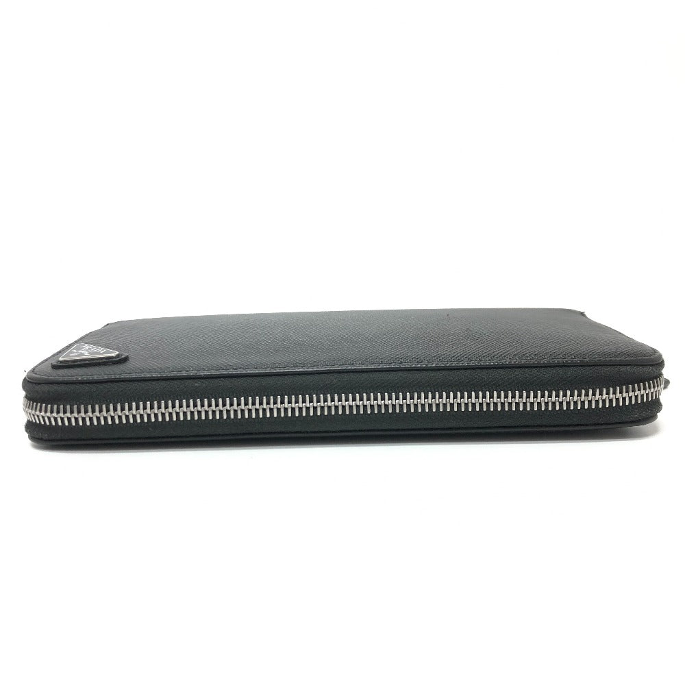 PRADA Long Wallet Purse 2ML506 saffiano leather black Triangle logo Zip Around Women Used
