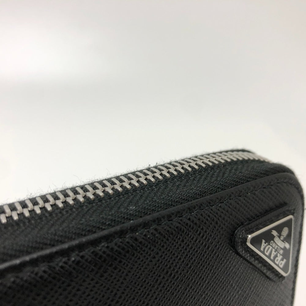 PRADA Long Wallet Purse 2ML506 saffiano leather black Triangle logo Zip Around Women Used
