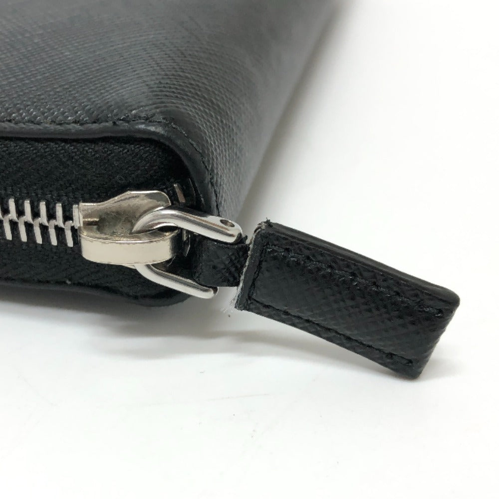 PRADA Long Wallet Purse 2ML506 saffiano leather black Triangle logo Zip Around Women Used