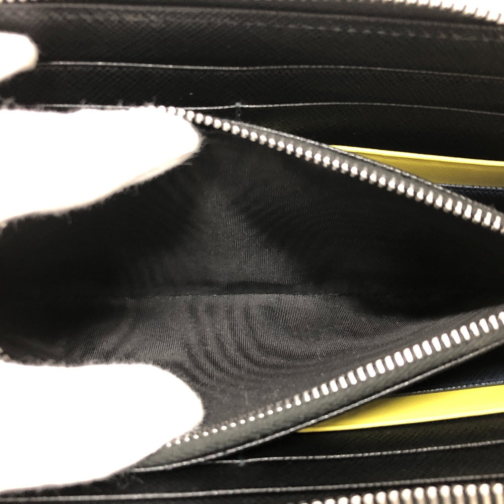 PRADA Long Wallet Purse 2ML506 saffiano leather black Triangle logo Zip Around Women Used
