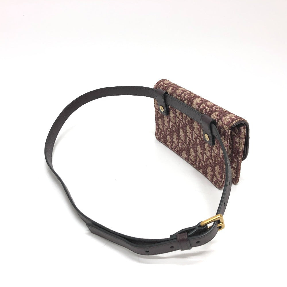 Christian Dior Sling bag Canvas leather Bordeaux Trotter SADDLE belt pouch Women Used