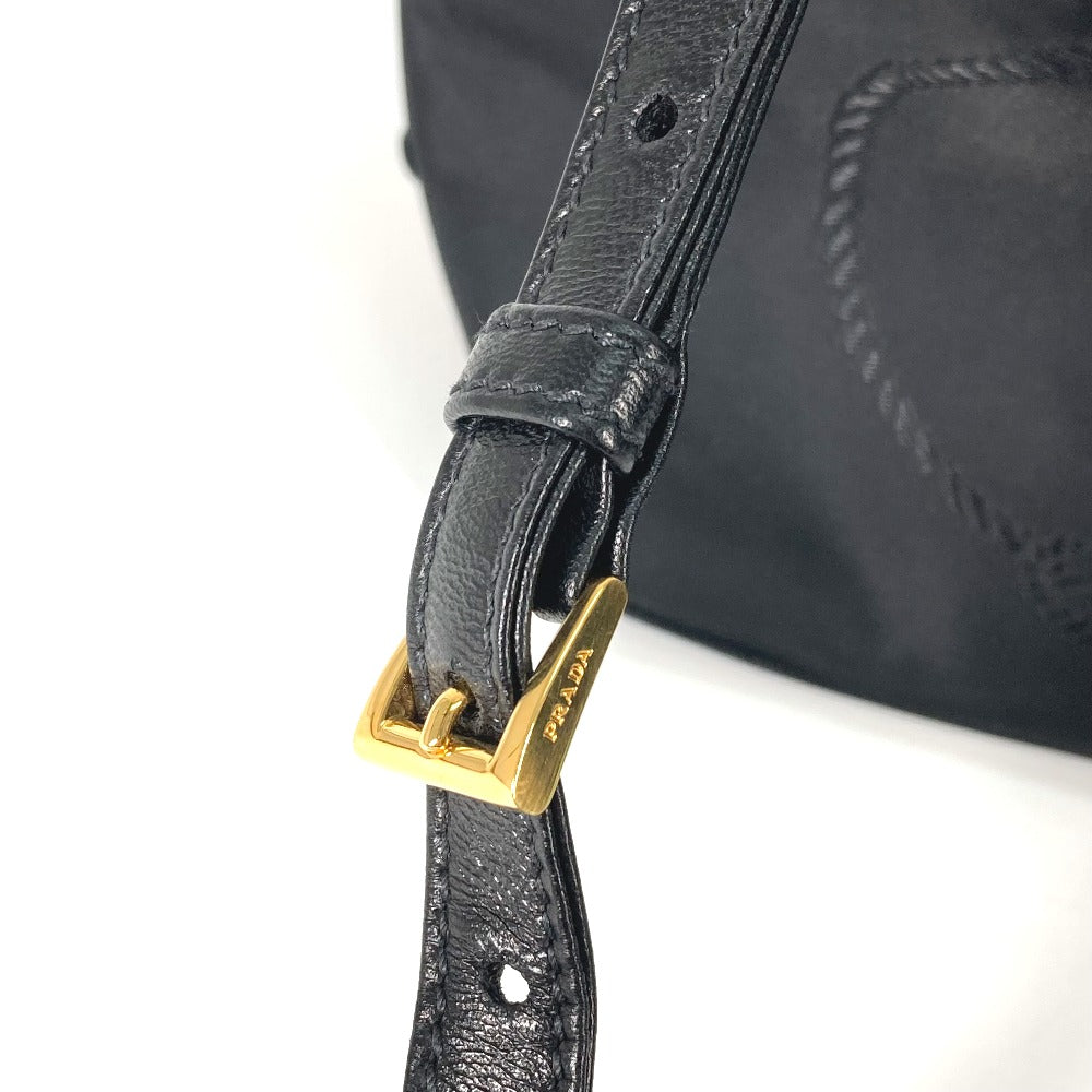 PRADA Tote Bag 1BG068 Nylon / leather black Triangle logo plate ribbon Women Used