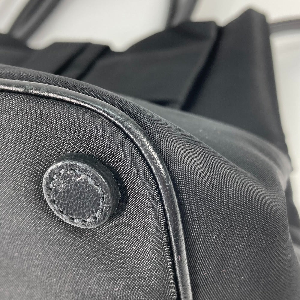PRADA Tote Bag 1BG068 Nylon / leather black Triangle logo plate ribbon Women Used