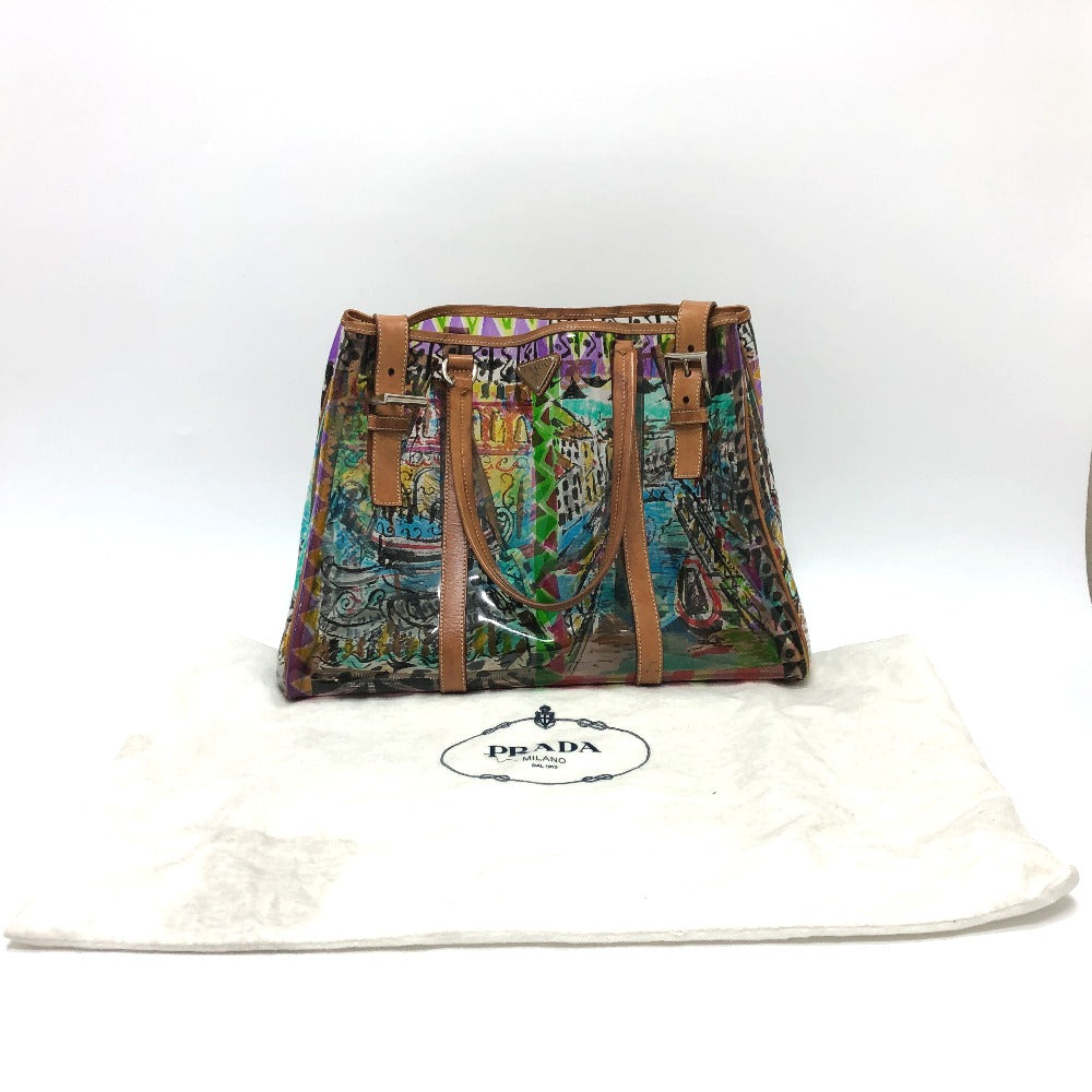 PRADA Tote Bag BR2515 Plastics/Leather multicolor Venetian print Women Used