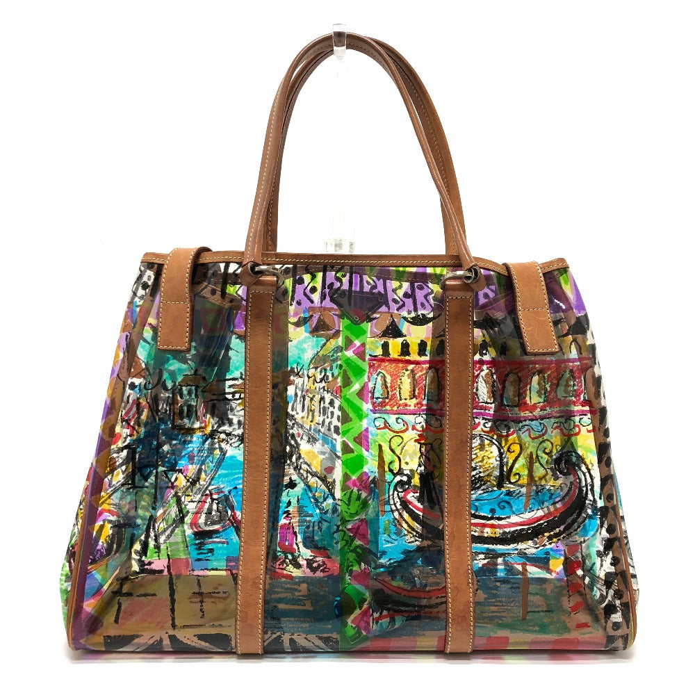 PRADA Tote Bag BR2515 Plastics/Leather multicolor Venetian print Women Used