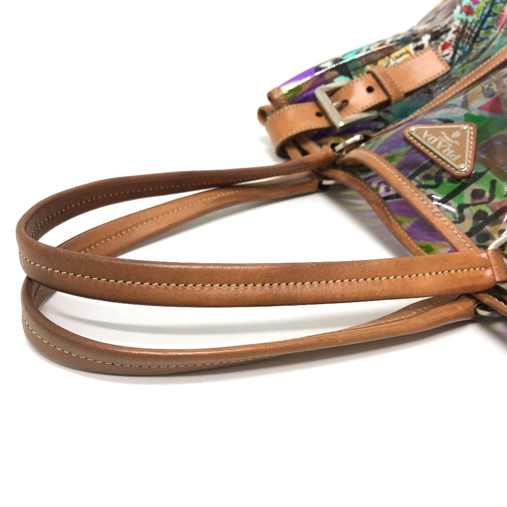PRADA Tote Bag BR2515 Plastics/Leather multicolor Venetian print Women Used