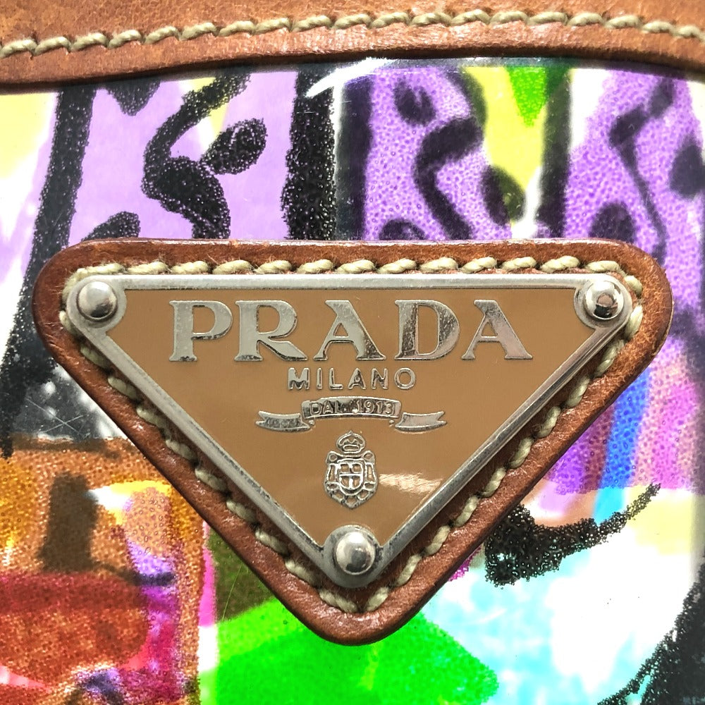 PRADA Tote Bag BR2515 Plastics/Leather multicolor Venetian print Women Used