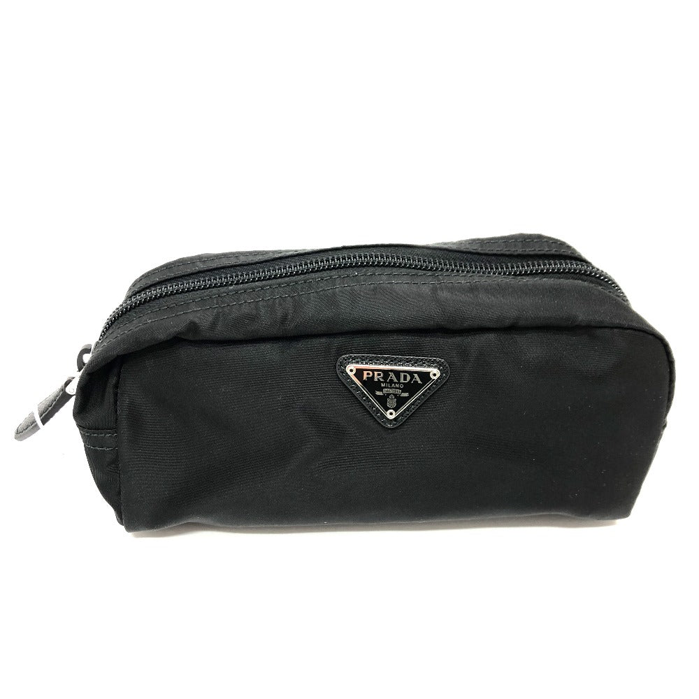PRADA Pouch 1NA350 Nylon black Triangle logo Women Used