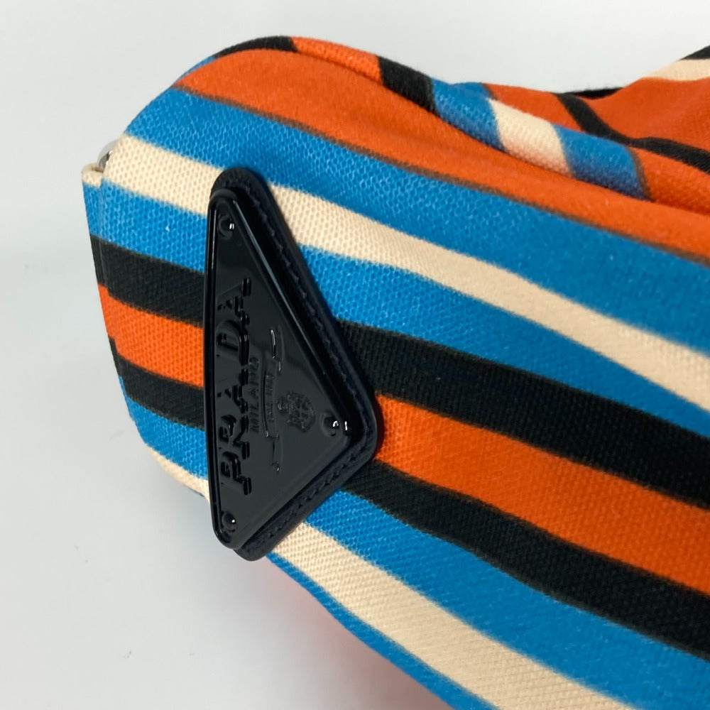 PRADA Shoulder Bag 2VY007 canvas Orange stripe Triangle Bayadere