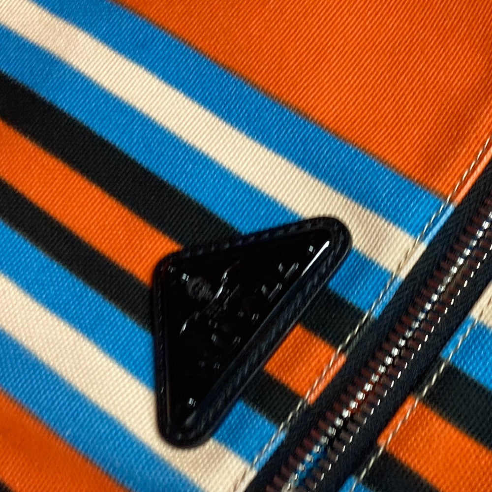 PRADA Shoulder Bag 2VY007 canvas Orange stripe Triangle Bayadere