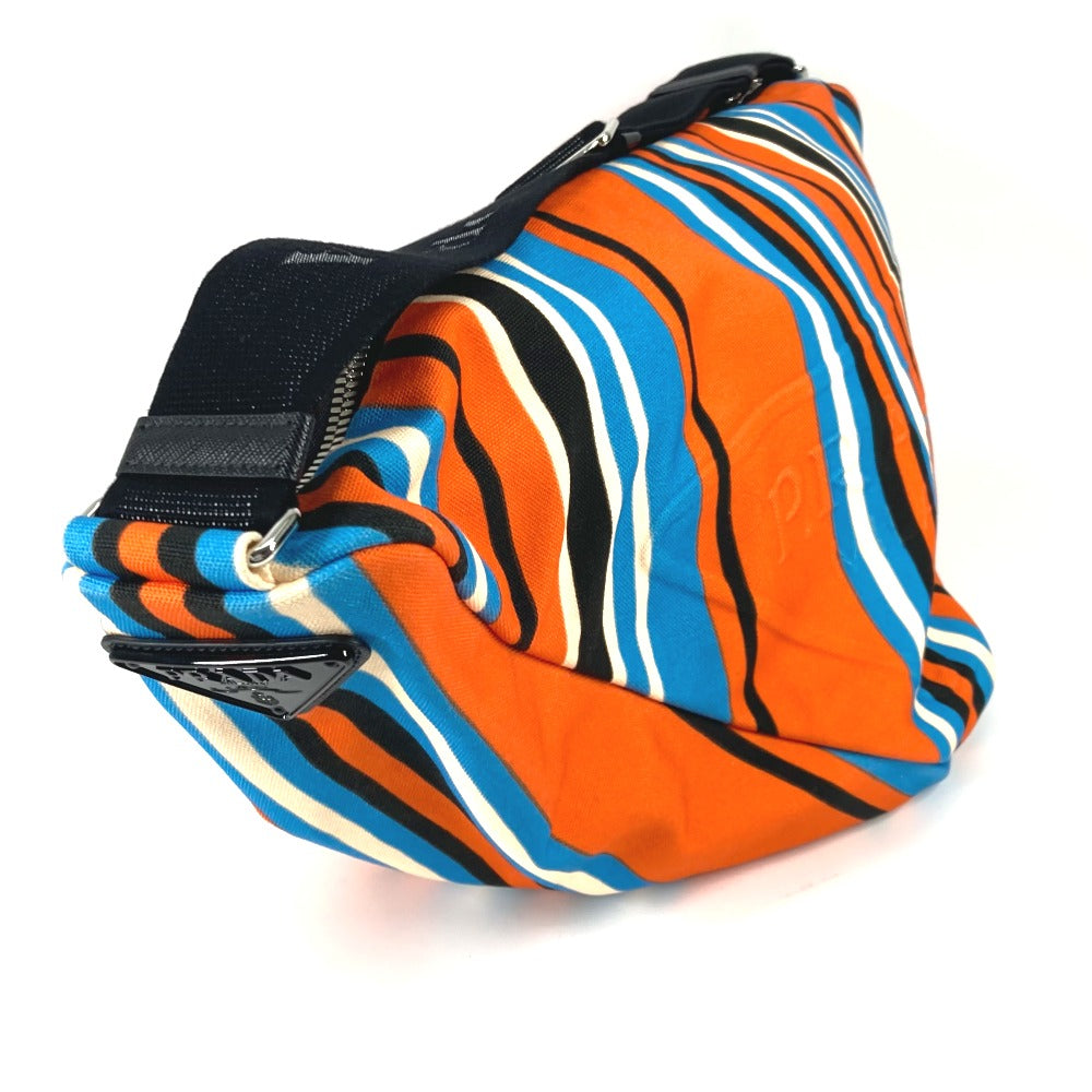 PRADA Shoulder Bag 2VY007 canvas Orange stripe Triangle Bayadere