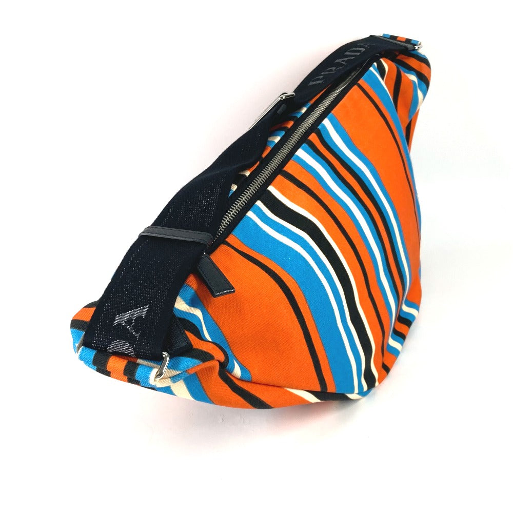PRADA Shoulder Bag 2VY007 canvas Orange stripe Triangle Bayadere