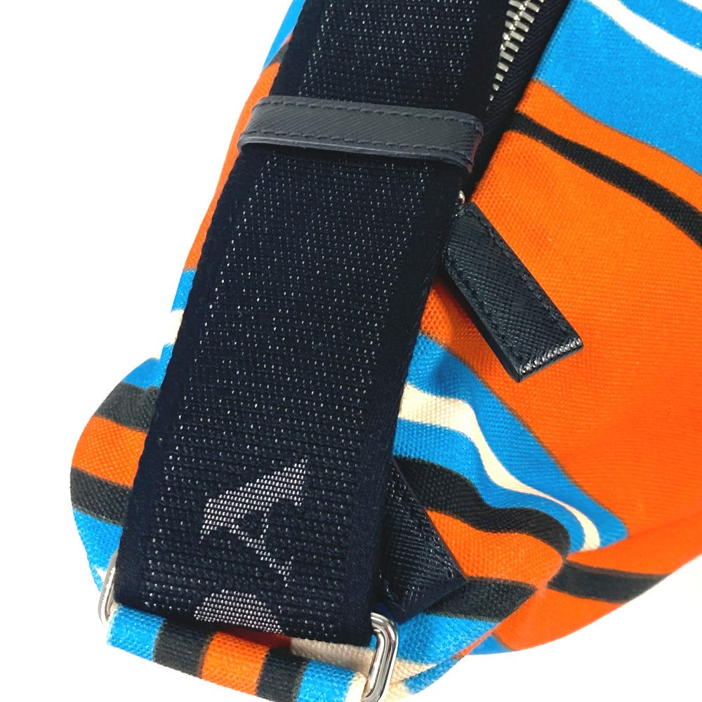 PRADA Shoulder Bag 2VY007 canvas Orange stripe Triangle Bayadere
