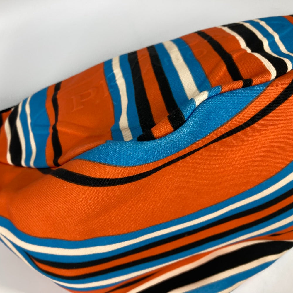 PRADA Shoulder Bag 2VY007 canvas Orange stripe Triangle Bayadere
