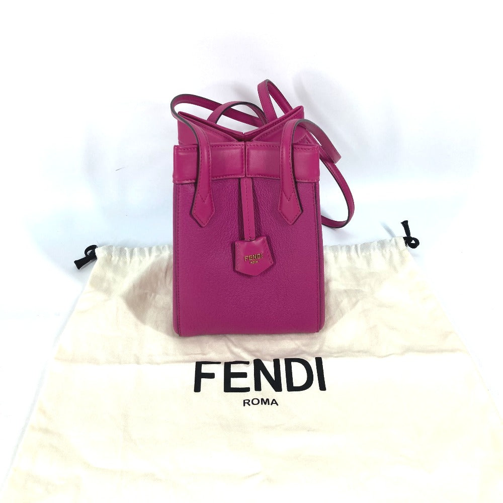 FENDI Shoulder Bag 8BS083 leather purple ORIGAMI MINI Small Women Used