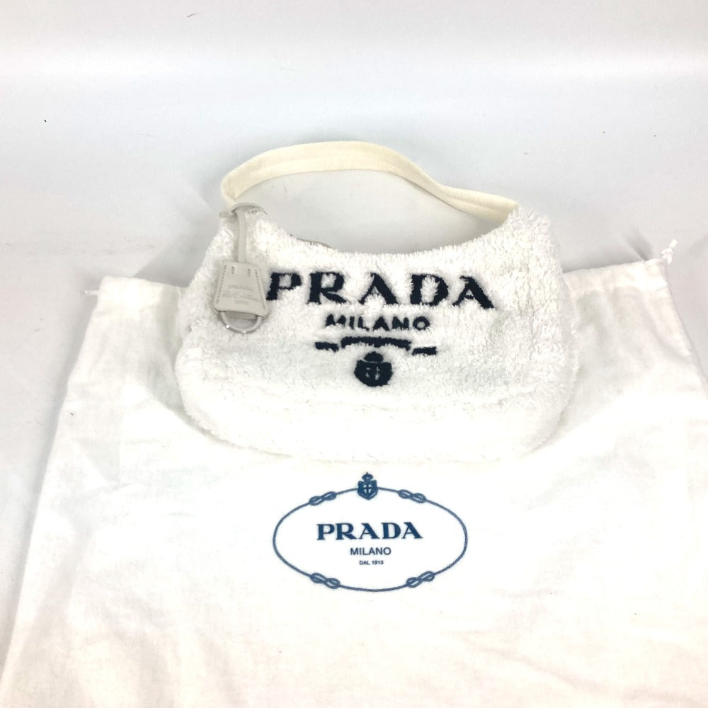 PRADA Tote Bag 1NE515 fabric white terry mini Re-Edition 2000 SPUGNA logo bag Women Used