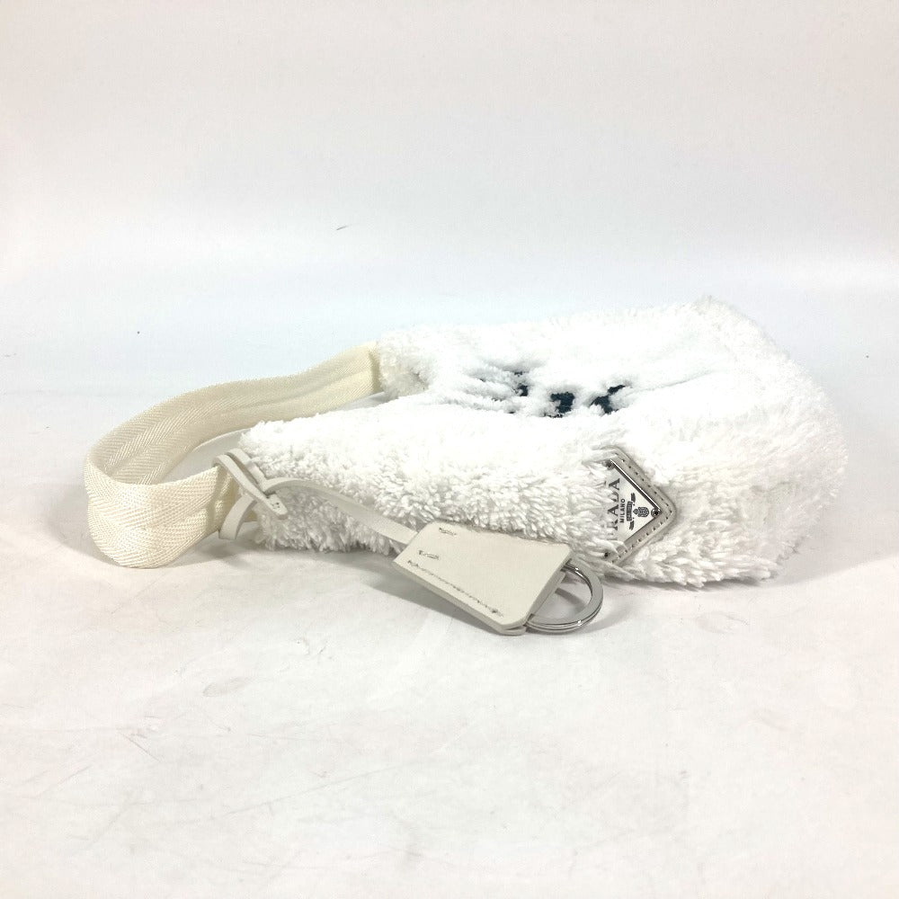 PRADA Tote Bag 1NE515 fabric white terry mini Re-Edition 2000 SPUGNA logo bag Women Used