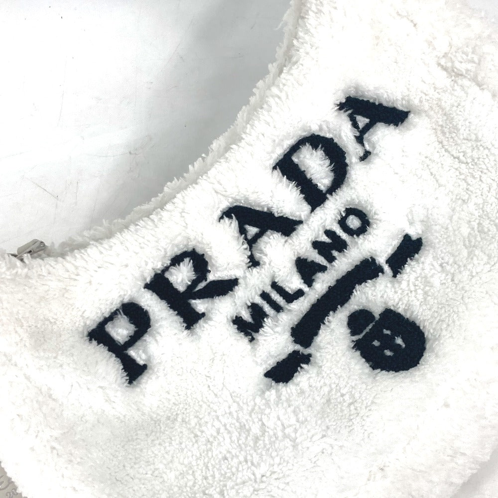 PRADA Tote Bag 1NE515 fabric white terry mini Re-Edition 2000 SPUGNA logo bag Women Used