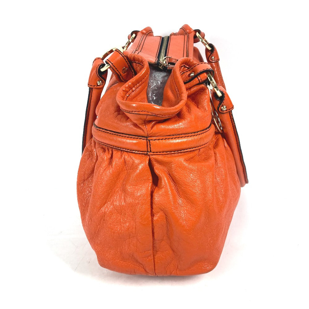 FENDI Tote Bag leather Orange shoulder bag logo Women Used