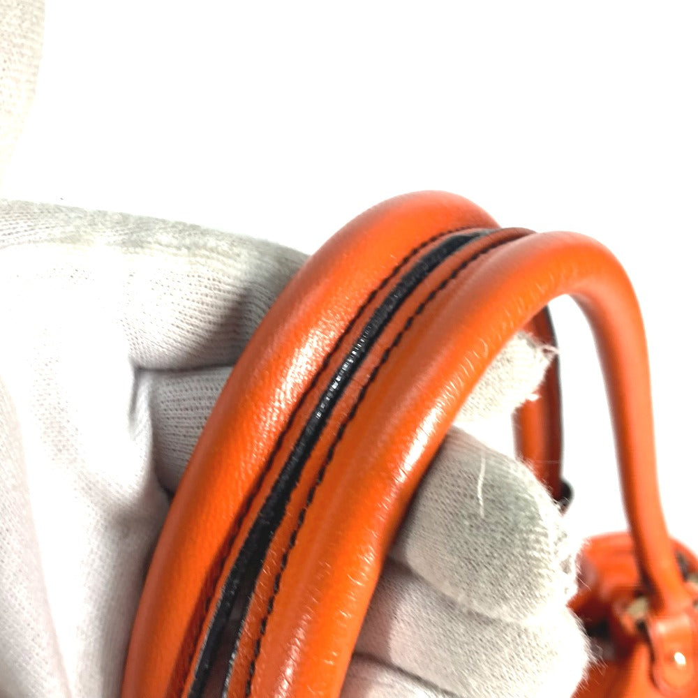 FENDI Tote Bag leather Orange shoulder bag logo Women Used