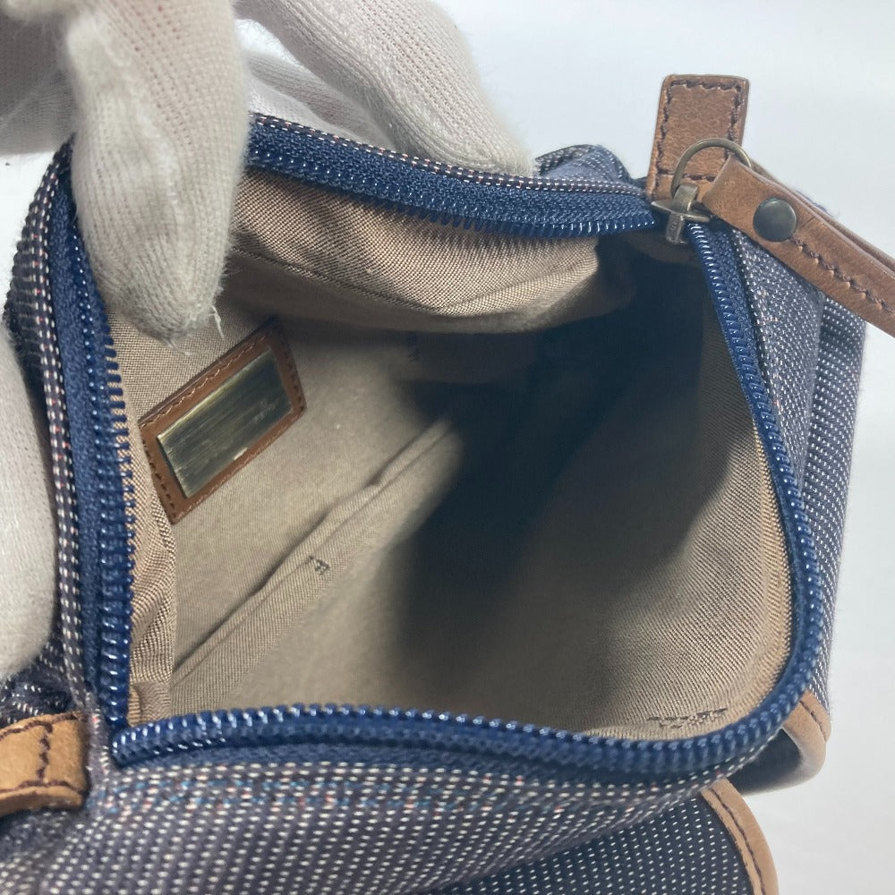 FENDI Sling bag Leather / canvas blue Denim Rainbow logo FF Women Used