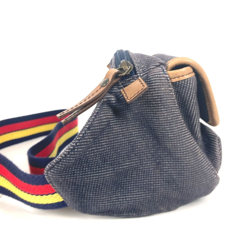 FENDI Sling bag Leather / canvas blue Denim Rainbow logo FF Women Used