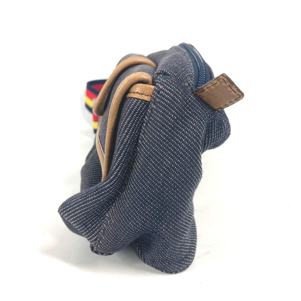 FENDI Sling bag Leather / canvas blue Denim Rainbow logo FF Women Used