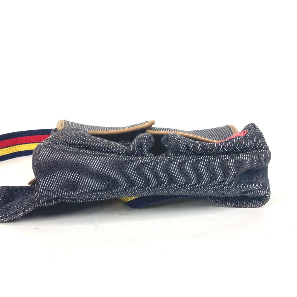 FENDI Sling bag Leather / canvas blue Denim Rainbow logo FF Women Used