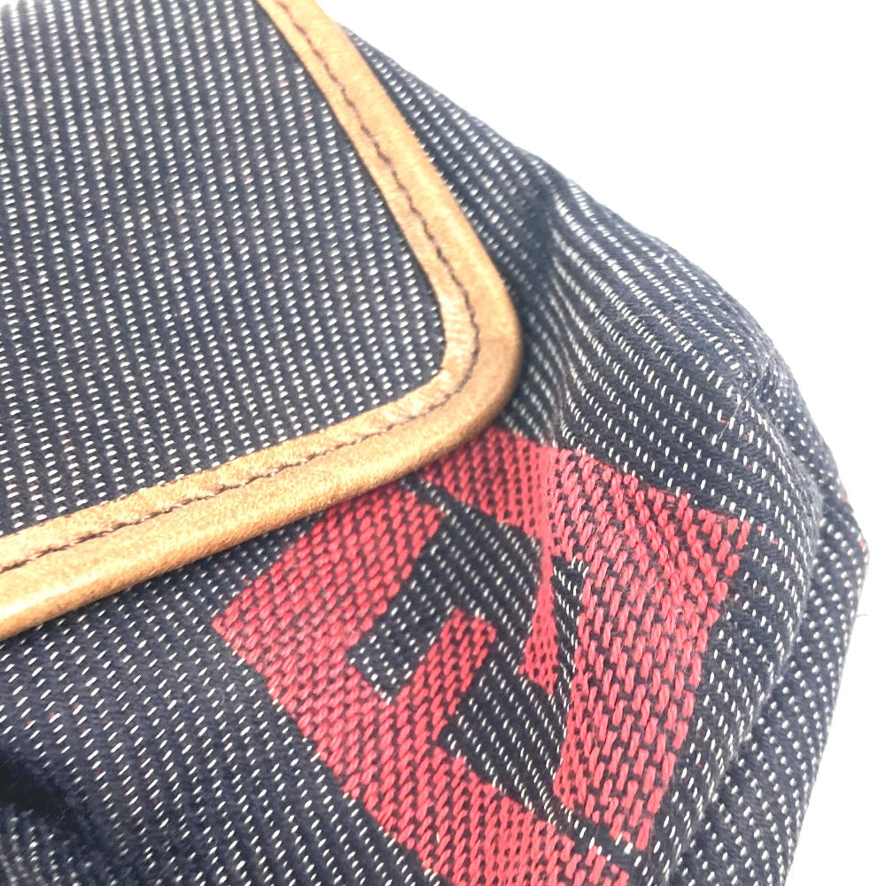FENDI Sling bag Leather / canvas blue Denim Rainbow logo FF Women Used