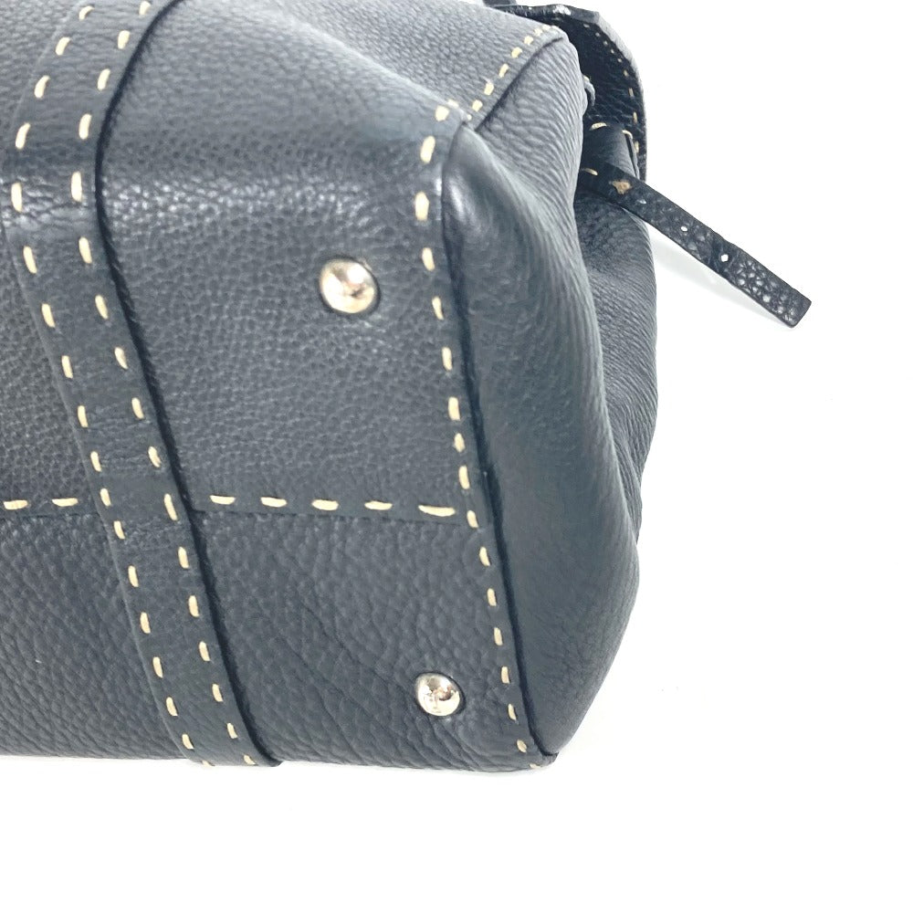FENDI Shoulder Bag leather black vintage Celeria Women Used