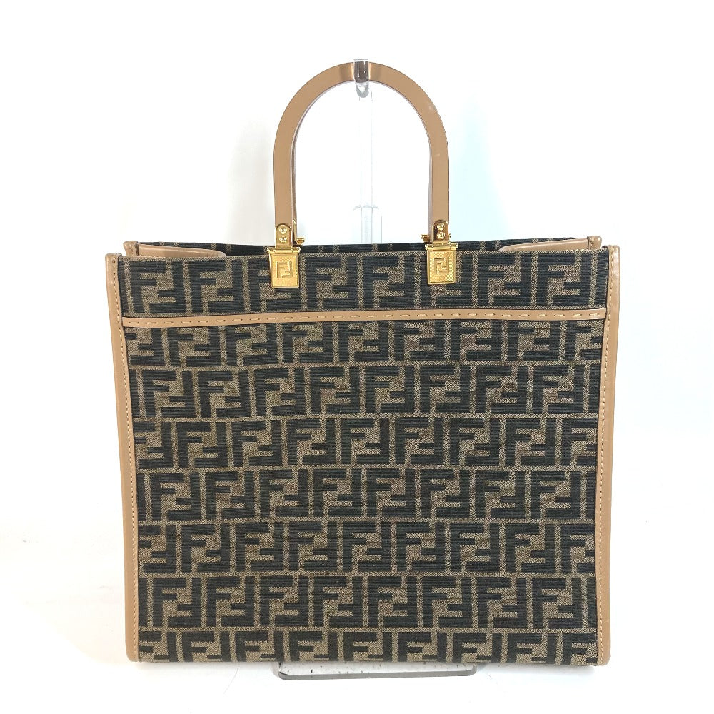 FENDI Shoulder Bag 8BH386 Leather / canvas Brown Sunshine Medium Tote Women Used