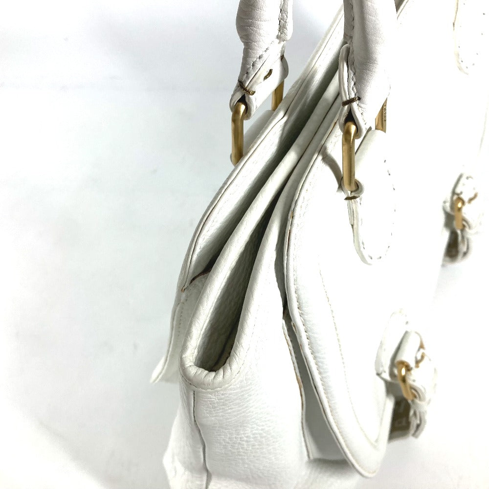 FENDI Shoulder Bag 8BN167 Roman leather white Horse Selleria logo Women Used