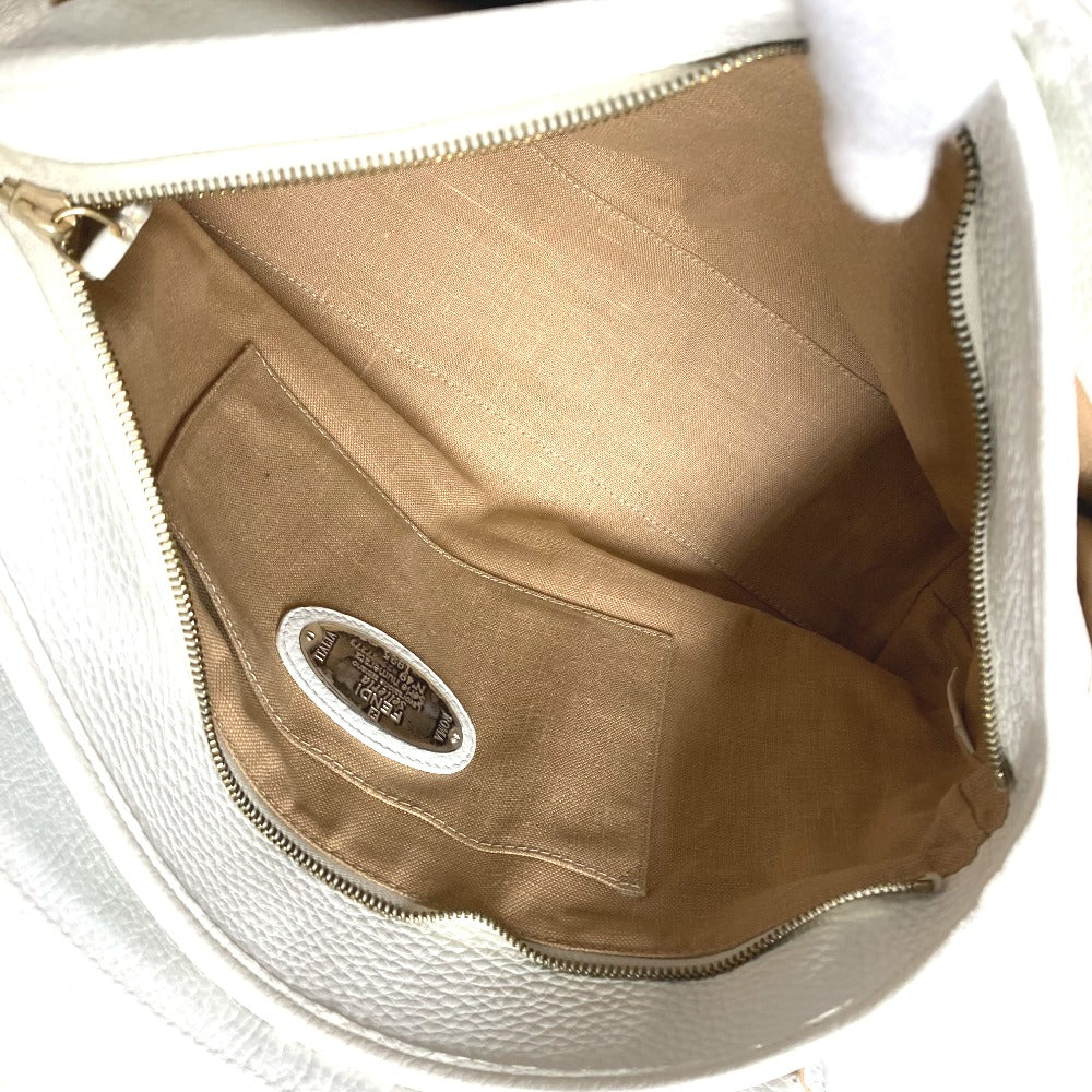 FENDI Shoulder Bag 8BN167 Roman leather white Horse Selleria logo Women Used
