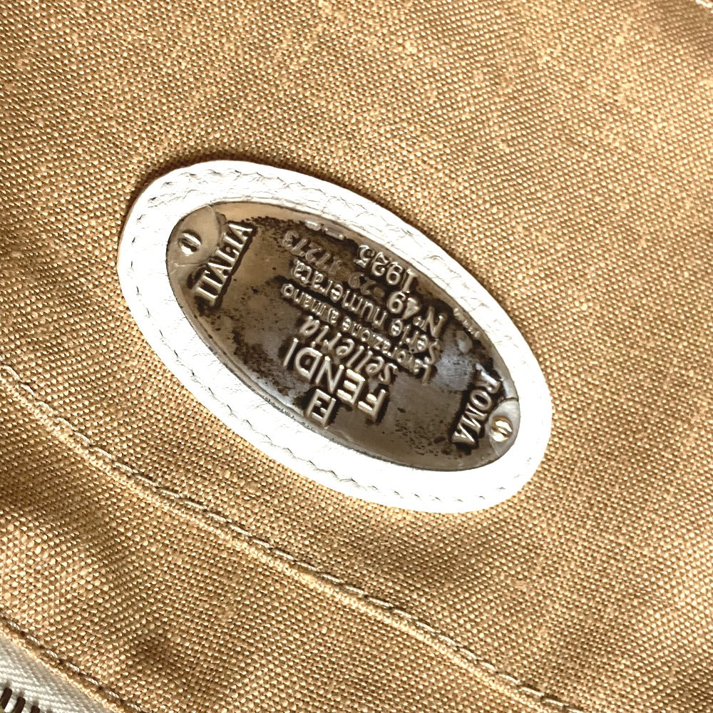 FENDI Shoulder Bag 8BN167 Roman leather white Horse Selleria logo Women Used