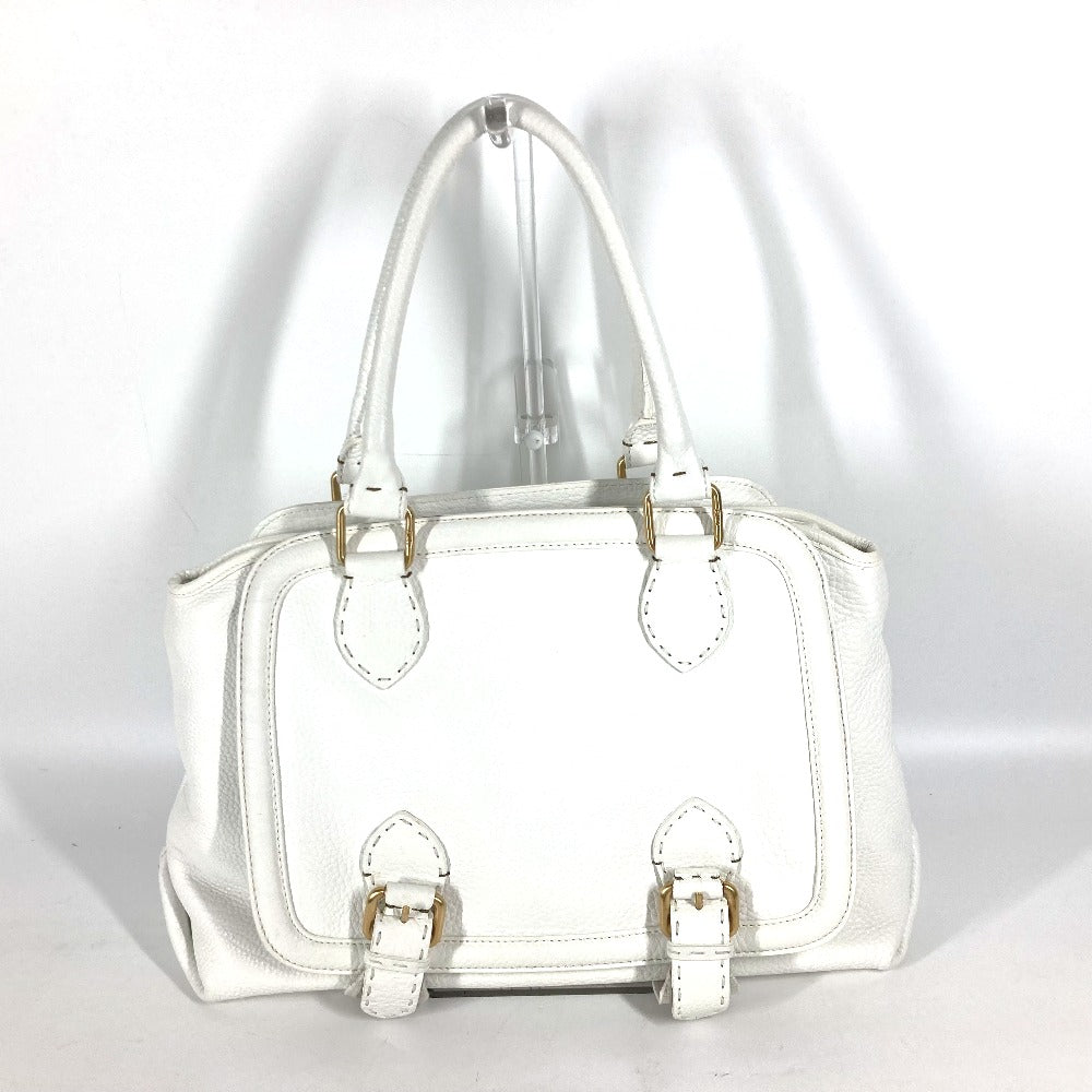 FENDI Shoulder Bag 8BN167 Roman leather white Horse Selleria logo Women Used