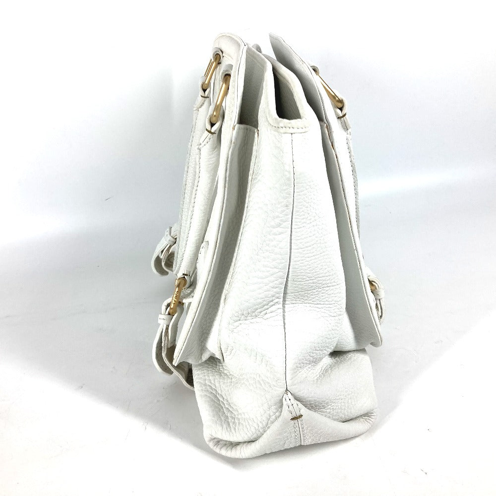 FENDI Shoulder Bag 8BN167 Roman leather white Horse Selleria logo Women Used