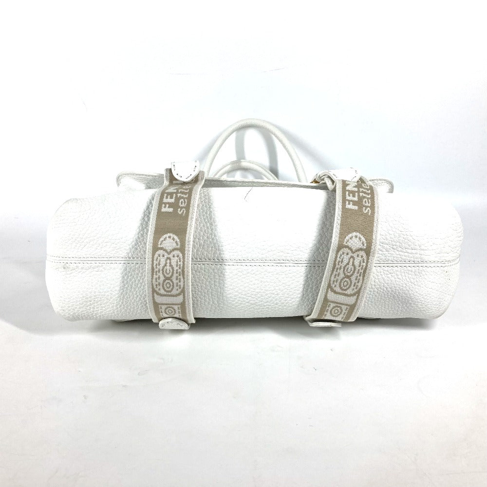 FENDI Shoulder Bag 8BN167 Roman leather white Horse Selleria logo Women Used