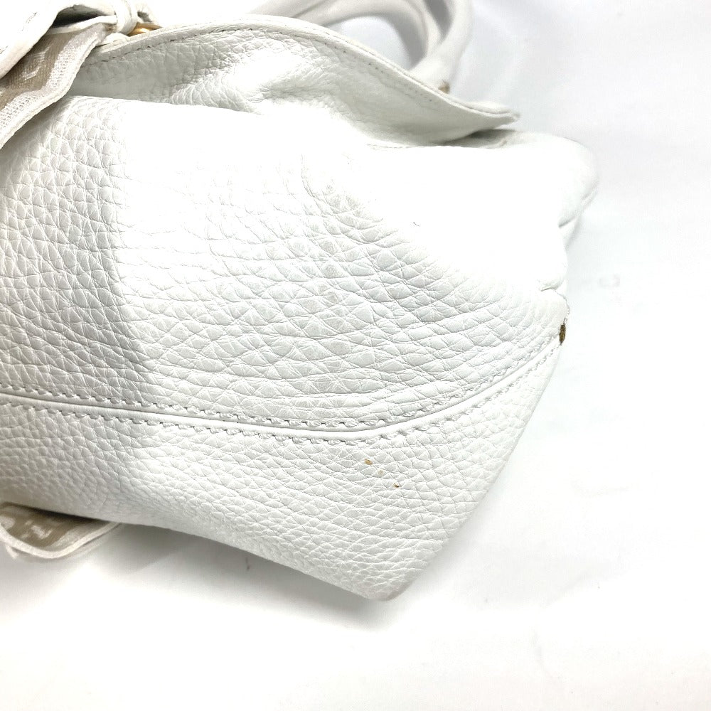 FENDI Shoulder Bag 8BN167 Roman leather white Horse Selleria logo Women Used