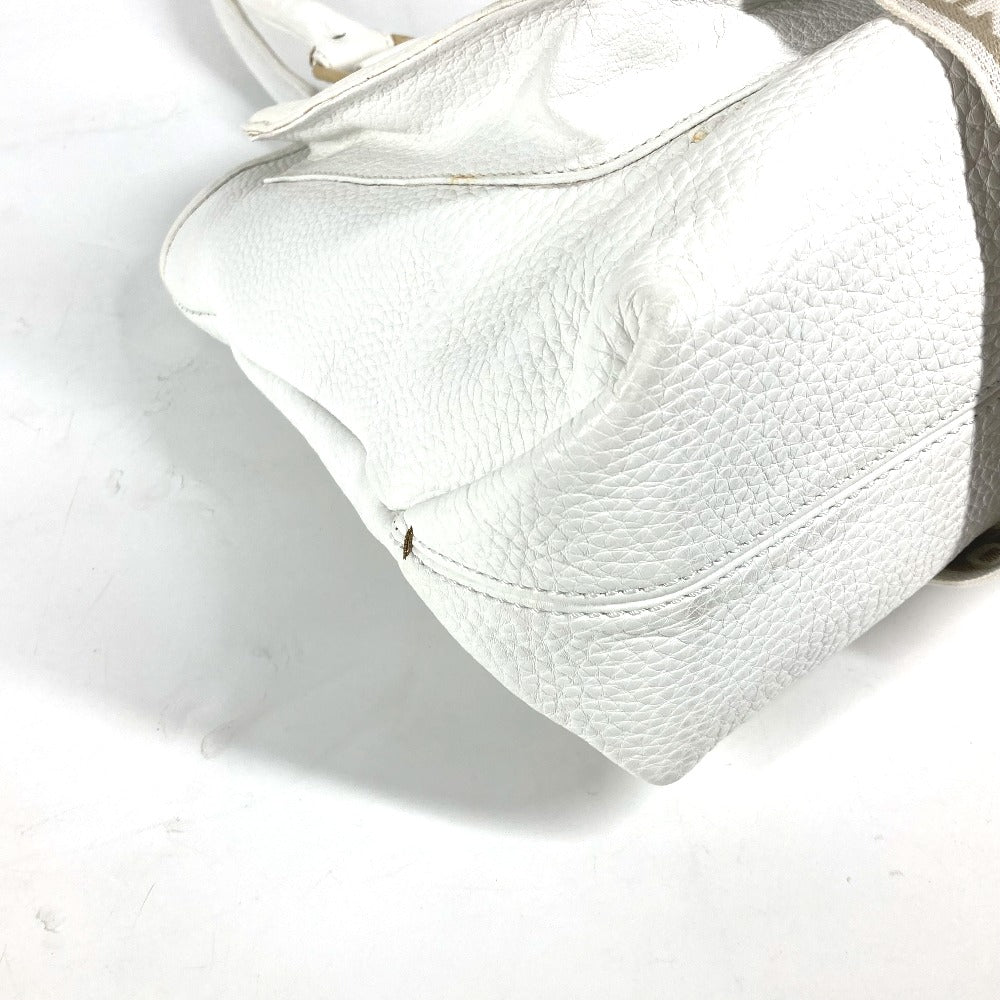 FENDI Shoulder Bag 8BN167 Roman leather white Horse Selleria logo Women Used