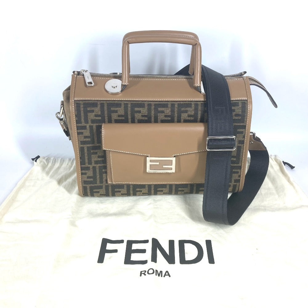 FENDI Handbag 7VA571 Canvas / leather Brown Zucca SOFT TRUNK unisex(Unisex) Used