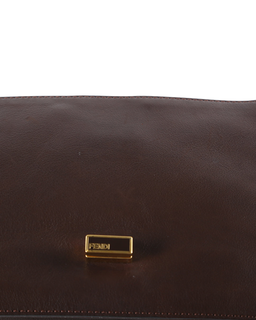 FENDI Brown Leather and Animal Print Pony Hair Crossbody Bag