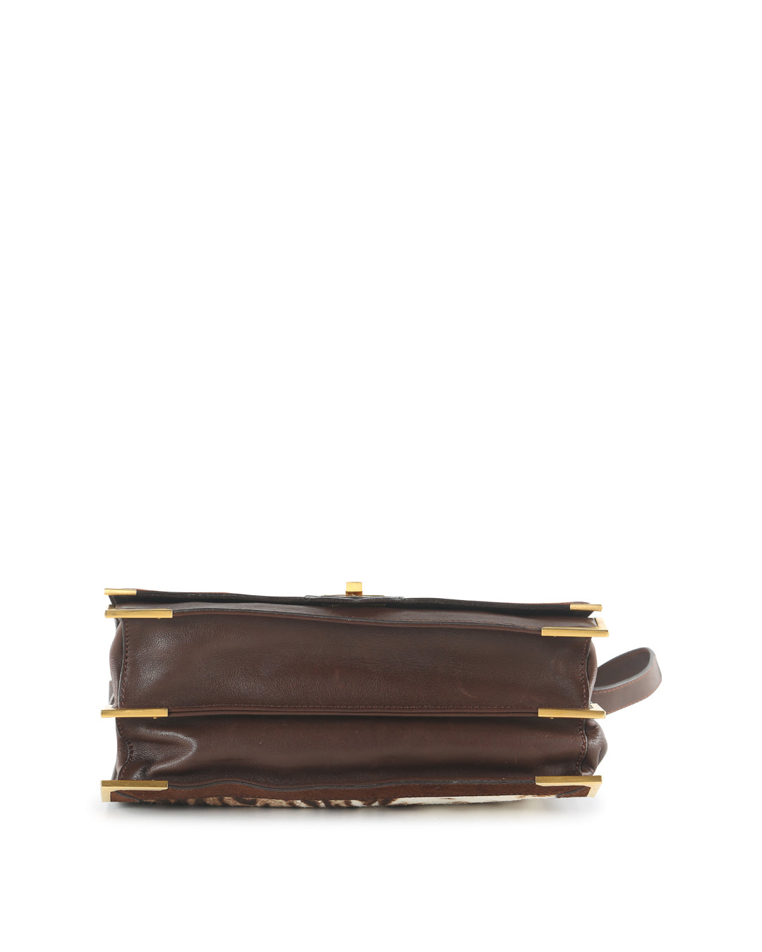FENDI Brown Leather and Animal Print Pony Hair Crossbody Bag