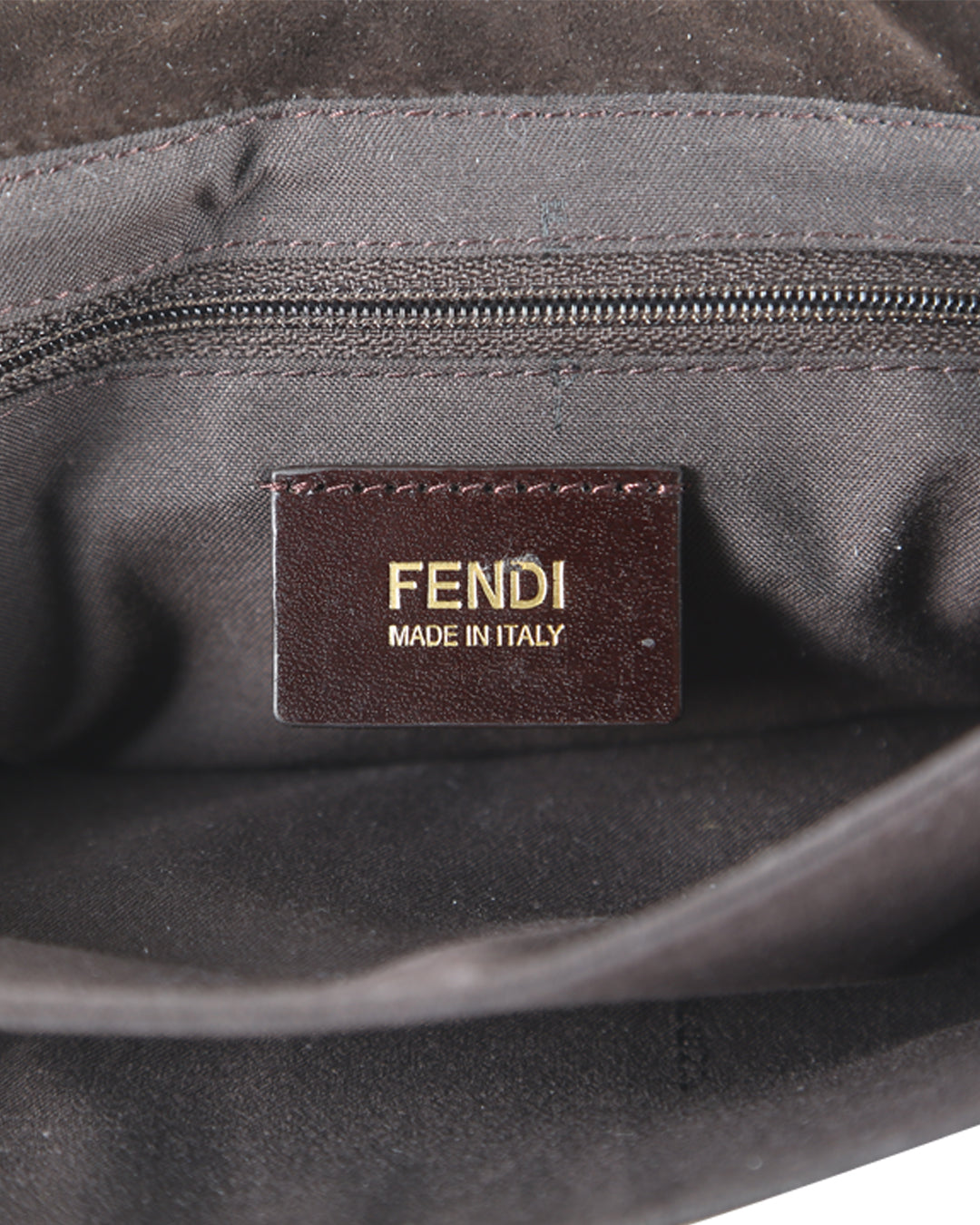 FENDI Brown Leather and Animal Print Pony Hair Crossbody Bag