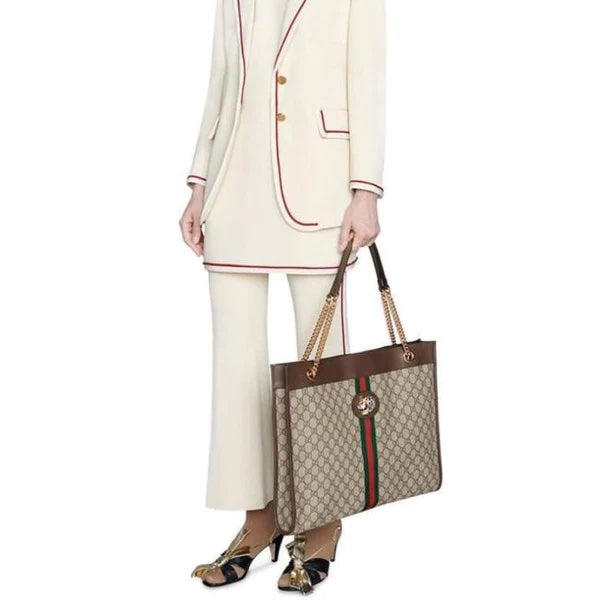 GUCCI GG SUPREME MONOGRAM LARGE RAJHA TOTE BAG