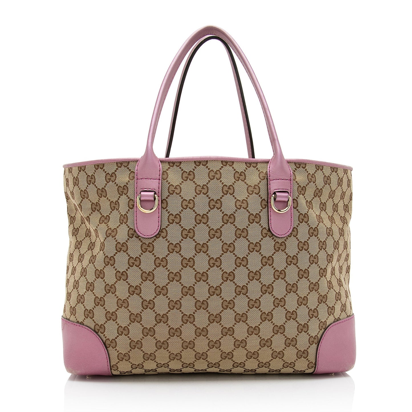 Gucci GG Canvas Metallic Leather Heart Bit Charm Medium Tote